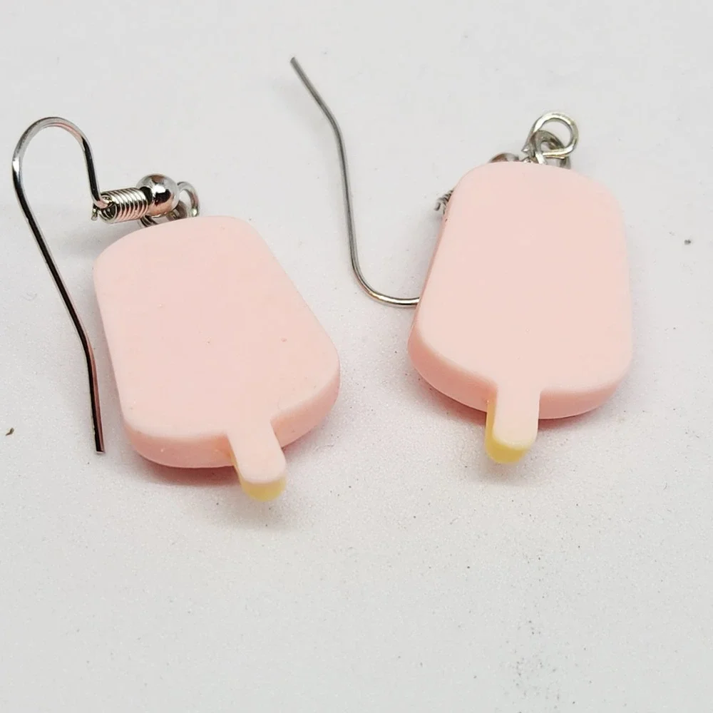 Pink Popsicle Dangle Earrings Novelty Ice Cream‎ Foodie Summer Jewelry NEW